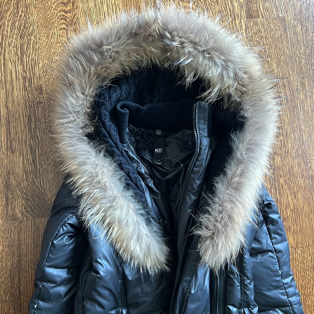 RUDSAK Black Puffer Coat with Faux Fur Hood - Picture 2 of 9